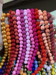 Perline in Vetro Rotonde da 10mm Senza Tracce, Colore Solido Rosa Caldo, Blu e Verde, per Creazione di Gioielli e Braccialetti - Product Image 5