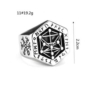 Nordic Vintage Stainless Steel Men's <b>Ring</b> Geometric Viking Compass Design Hip Hop Style Gift Jewelry - Product Image 5