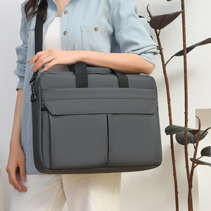 Maletín para portátil de hombro de tela impermeable con revestimiento, bolso de mano de gran capacidad para negocios, el bolso para portátil de moda más popular para hombres - Product Image 4