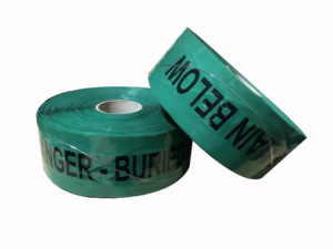 Cinta de Advertencia Detectable de 4 Pulgadas en Polietileno Verde para Marcación de Peligros y Alerta de Líneas Enterradas - Product Image 1