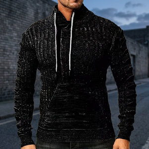 Men's Fall Winter Solid Collared Knit <b>Sweater</b>-Eco-friendly Loose Fit <b>Plus</b> <b>Size</b> Long Sleeve Pullover for Casual Outdoor Layering - Product Image 4