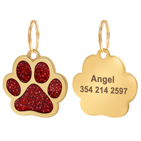 Plaque d'identification personnalisée pour chien, mode pour petits chiens, accessoires pour animaux de compagnie en strass, empreinte de patte, plaque de nom, décoration de collier