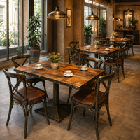 Ensemble table et chaises en bois de style rétro industriel pour hôtel, restauration et usage commercial