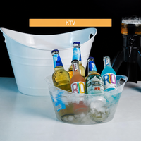 Seau à glace réutilisable de 18 L, résistant aux chocs, en acrylique transparent, pour vin, bière, champagne, refroidisseur de canettes de bière