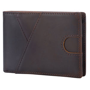 Nouveau portefeuille en cuir véritable pleine fleur marron mince avec logo personnalisé portefeuille à deux volets en cuir pur avec blocage Rfid pour hommes - Product Image 3