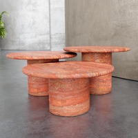 Ensemble de table basse moderne en travertin beige pour la décoration de la maison, différentes couleurs au choix