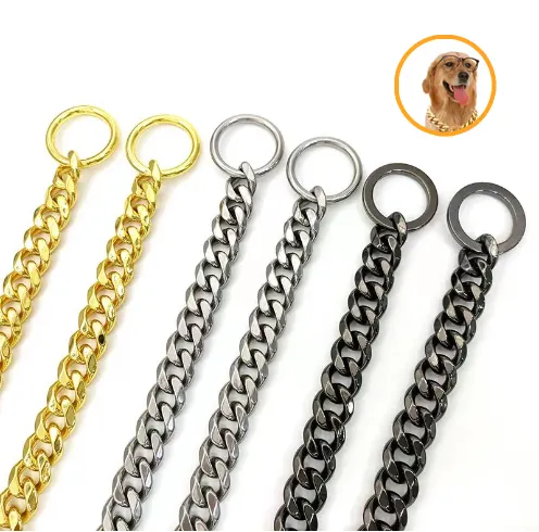 TTT Colores personalizados Ajustable de lujo de acero inoxidable Hebilla de metal Hardware Collar de perro dorado