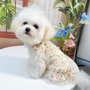 Robe à imprimé floral pour animaux de compagnie, avec volants, pour chiens et chats, tenue respirante en Polyester, Style princesse, printemps et été - Product Image 4