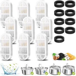 Lot de 9 filtres de remplacement et éponges pré-filtres pour fontaine à eau pour animaux de compagnie <span class=keywords><strong>en</strong></span> acier inoxydable – Vente <span class=keywords><strong>en</strong></span> gros - Product Image 1