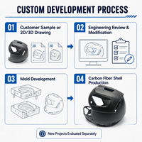 Coque de casque de moto en fibre de carbone légère et durable, fabrication OEM basée sur un échantillon client ou un dessin 2D/3D