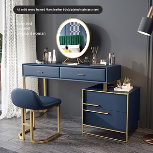 <span class=keywords><strong>Coiffeuse</strong></span> en cuir <span class=keywords><strong>scandinave</strong></span> de luxe avec miroir et chaise <span class=keywords><strong>Coiffeuse</strong></span> de maquillage simple pour chambre à coucher Durable pour petits appartements - Product Image 4