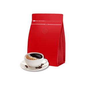 Pochettes à café debout avec vanne de dégazage à sens unique et fermeture à glissière latérale réutilisable à fond plat sacs à café en papier kraft blanc - Product Image 2