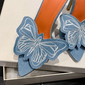 Sandalias de Verano y Primavera para Exteriores, Tacones Altos de Mezclilla Azul con Detalles Metálicos de Moda para Mujer - Product Image 4