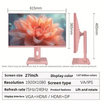 Écran d'ordinateur de bureau 27 pouces IPS 165Hz couleur macaron rose, haute définition, protection des yeux, pour interface, pour usage professionnel