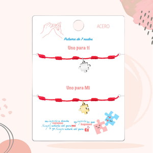2 pezzi bracciali con perline da 7 nodi per coppie o amici ciondolo in acciaio inossidabile incluso - Product Image 2