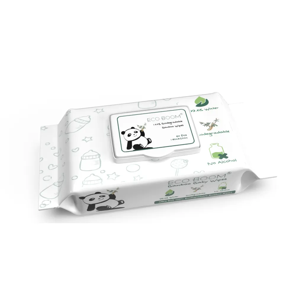 ECO BOOM ecologic wet wipes cleaning water bamboo tissue wholesale personalizadas biodegradable brand degradable
