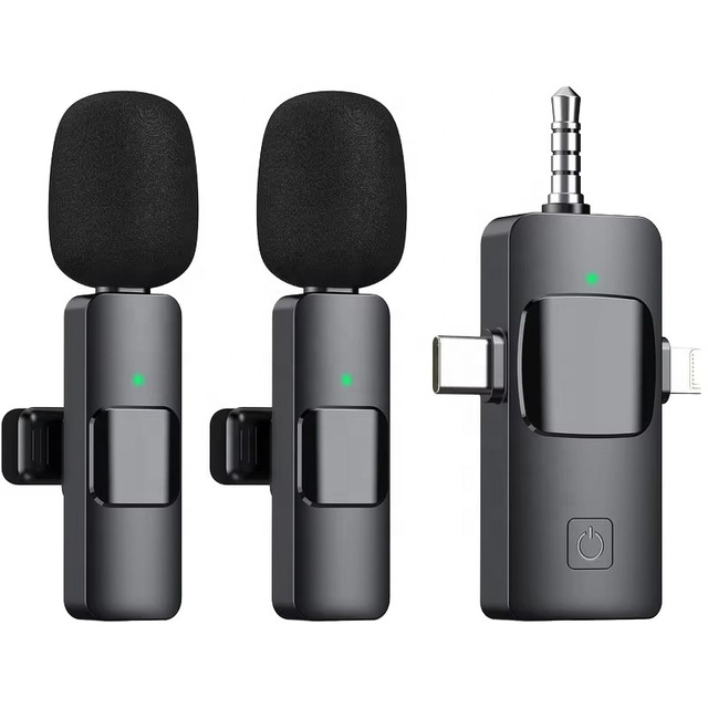 3 in 1 Mini Mic Lapel Clip Wireless Microphone Studio Podcasts YouTube Live Stream Video Vlogging Making Lavalier Microphone