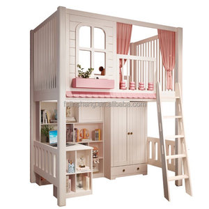 Js Đồ Nội Thất Thiết Kế Mới Trẻ Em Nhà Giường Công Chúa Tán Giường Đồ Nội Thất Phòng Ngủ Bằng Gỗ Loft Giường Với Trượt Bàn Và Lưu Trữ Cầu Thang - Product Image 6