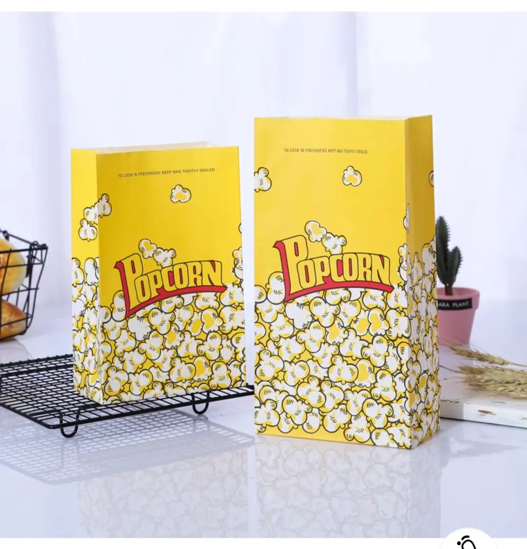 Pabrik Eco roti makanan ringan Popcorn makan siang didaur ulang Sos/Blok bawah Kraft Promosi Takeaway kantong kertas tas Microwave Chip