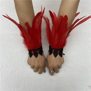 Puños de manga de plumas, guantes para fiesta, Cosplay, puños de muñeca de encaje, manga de piel, accesorios peludos, disfraz de espectáculo de escenario de Carnaval - Product Image 3