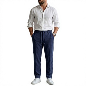 Pantalones Chinos de Hombre Premium de Lona de Algodón y Spandex con Botones, Cintura Media, 325 GSM, Estilo Casual Elegante - Product Image 1