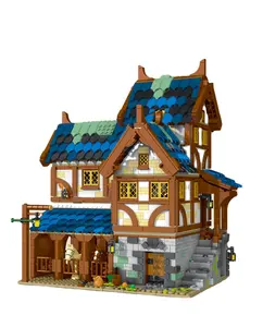 liangjun 50105 Creative Expert Moc Medieval Town Stable Castle Blacksmith Street View Brick Modular Model Building Blocks Toys