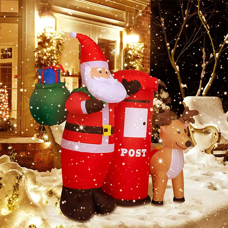 クリスマスヤードインフレータブル像180cmLEDインフレータブルメールボックスギフトバッグエルクサンタクロース庭の屋外装飾用