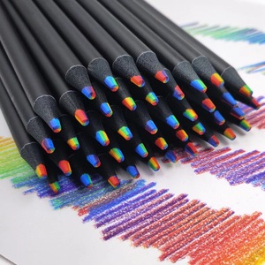Crayons noirs arc-en-ciel 7 en 1 en vrac, bas de crayons de couleur pour enfants, crayons multicolores en bois noir - Product Image 2