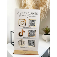 Signo de código QR de pago acrílico vertical Logotipo de negocios Social Triple Icon Table Tent Instagram Salon Beauty QR Code Sign