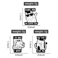 Broches de esmalte de gato sarcástico y atrevido con gesto de dedo medio: No me puedes detener, hago lo que quiero. Joyería para solapa.