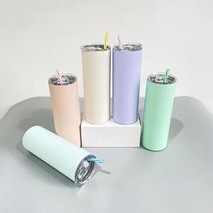 Blank Sublimation Matte Colorful 20oz 600ml Stainless Steel Skinny Straight <b>Tumbler</b> <b>with</b> Colorful <b>Straws</b> for Sublimation - Product Image 1