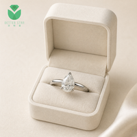 Bague de mariage tendance pour femme en or massif 14 carats avec halo caché, diamant de laboratoire taillé en poire Better Star de 1 à 3 carats, percé au laser, certifié IGI