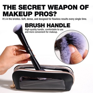 Ensemble <span class=keywords><strong>de</strong></span> pinceaux <span class=keywords><strong>de</strong></span> maquillage double embout BS-MALL, logo personnalisé, 9 pièces, pinceaux professionnels noirs pour <span class=keywords><strong>fond</strong></span> <span class=keywords><strong>de</strong></span> <span class=keywords><strong>teint</strong></span>, contour et poudre, avec trousse <span class=keywords><strong>de</strong></span> maquillage - Product Image 3
