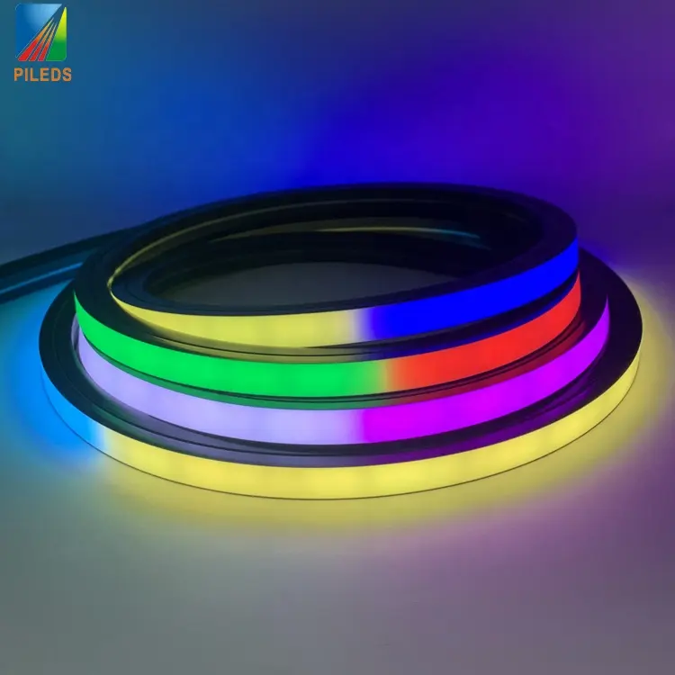20 мм x 20 мм RGB черный гибкий силиконовый светодиодный неоновый свет Открытый водонепроницаемый IP68 бассейн неоновая полоса