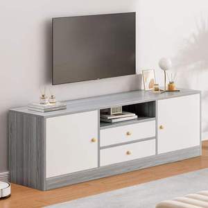Meuble TV moderne et écologique en bois couleur noyer, console multimédia durable avec 2 tiroirs de rangement, design peu encombrant pour salon - Product Image 5