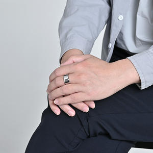 Unisex Minimalist Titanium Steel <b>Ring</b> Geometric Round <b>Plain</b> Daily Wear Fashion Jewelry - Product Image 2