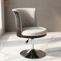 Chaise de bureau pivotante en cuir véritable, rembourrée, de haute qualité, de style italien moderne, avec base en acier inoxydable, réglable en hauteur