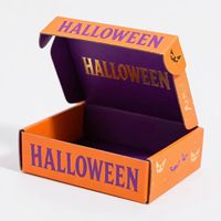 Boîte d'expédition pour Halloween, boîte en carton ondulé avec impression de lettres DOUBLE HALLOWEEN, emballage personnalisé pour petits cadeaux de fêtes