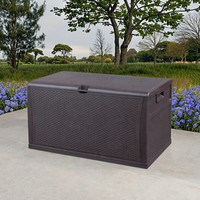 Grand bac de rangement en PE - Conteneur de rangement pliable multifonction moulé par injection, capacité 450L, couvercle verrouillable en PP, style américain