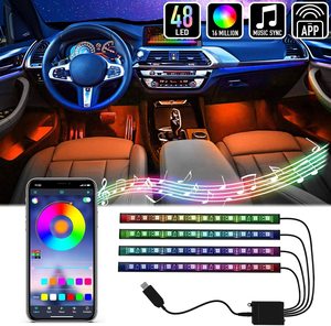 Nouvelle télécommande RGB 7 couleurs Contrôle <span class=keywords><strong>8</strong></span> SMD 5050 *4 pièces Éclairage intérieur de voiture <span class=keywords><strong>LED</strong></span> Lumière d'ambiance au sol - Product Image 2