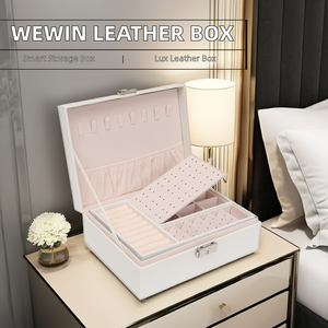 <span class=keywords><strong>Wewin</strong></span> กล่องใส่เครื่องประดับหนังทรงสี่เหลี่ยมคลาสสิกกล่องจัดระเบียบแหวนอเนกประสงค์พร้อมเทคนิคการฉีดสำหรับการจัดเก็บ - Product Image 4