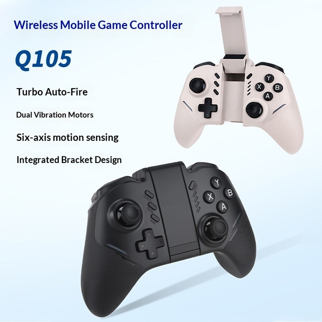 Q105 New Generation  2 Wireless Game Controller with RGB Lighting Motion Control Turbo Button Rechargeable Battery