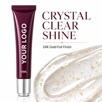 Gloss à lèvres OEM 24K or véritable, végétalien, à l'acide hyaluronique et aux céramides, longue tenue, hydratant, lissant, haute brillance