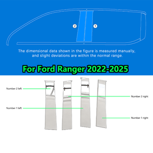 Accessoires pour pilier de voiture Autera, garniture décorative chromée pour porte et fenêtre, bande de garniture pour <span class=keywords><strong>Ford</strong></span> <span class=keywords><strong>RANGER</strong></span> P703 2022-2025 - Product Image 5