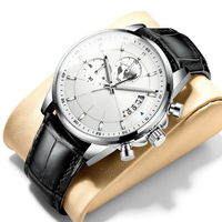 Montre à quartz pour homme de luxe OEM personnalisée, boîtier en alliage, bracelet en cuir, étanche 3ATM, mouvement japonais, style professionnel, vente en gros d'usine