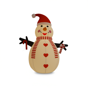 Muñeco de Nieve Inflable para Decoración Navideña de Jardín, 6 Pies de Altura, con Sombrero, Bufanda, Bastón de Caramelo y Luces - Product Image 1