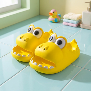 Chaussons gonflables dinosaures tendance à bout ouvert pour intérieur, semelle extérieure légère en EVA pour l'hiver, l'été et le printemps - Product Image 1