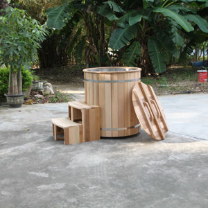 Bak Mandi Es Tradisional Kayu untuk 2 Orang, Desain Baru, Ramah Lingkungan, untuk Spa Luar Ruangan - Product Image 2