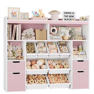 Wooden Tall <strong>Kids</strong> Bookshelf And Bookcase Tall <strong>Toy</strong> Storage <strong>Organizer</strong> Cabinet Sets With Drawers - Product Image 1