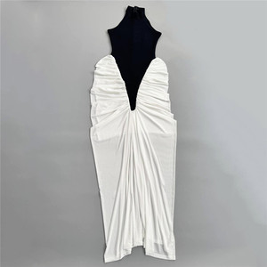 Elegante <span class=keywords><strong>abito</strong></span> bianco e <span class=keywords><strong>nero</strong></span> Patchwork <span class=keywords><strong>abito</strong></span> Sexy senza maniche <span class=keywords><strong>abito</strong></span> <span class=keywords><strong>da</strong></span> <span class=keywords><strong>sera</strong></span> con stile aderente <span class=keywords><strong>da</strong></span> donna <span class=keywords><strong>abito</strong></span> a pieghe <span class=keywords><strong>lungo</strong></span> <span class=keywords><strong>da</strong></span> festa - Product Image 4